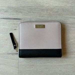 Kate spade pale blush pink and black color block wallet
